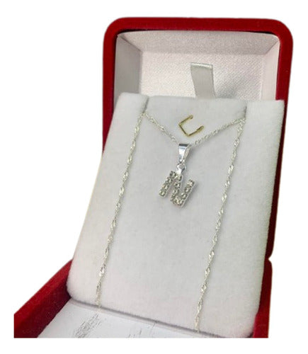 Mashoka Joyas BS AS Singapore Chain with Initial Pendant White 45cm Ideal Gift Kit 030 1