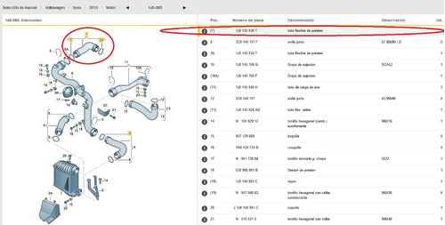 Manguera Turbo (c/pico) Para Volkswagen Bora/golf Iv 1.9 Tdi 1