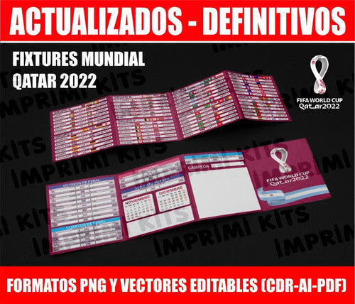 Imprimi Kits Fixture Mundial Editable Qatar 2022 Vectores Modelo Bolsillo 3