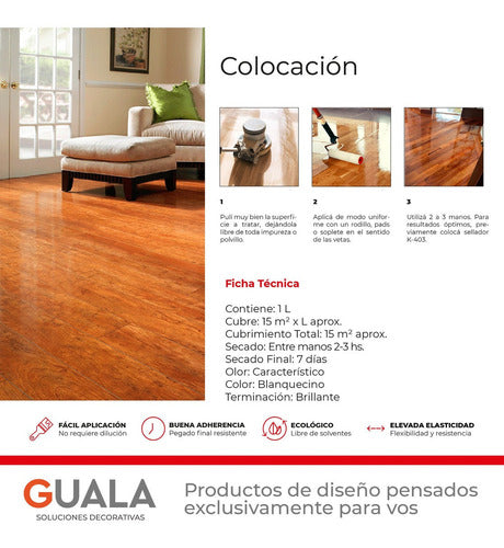 Kekol Hidrolaca Brillante Hidrokol K4035 Todo Piso Madera 1L 3