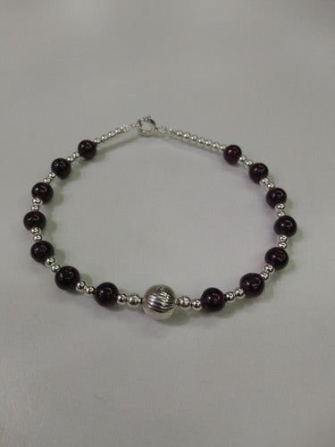 Pulsera De Granate Y Plata 3