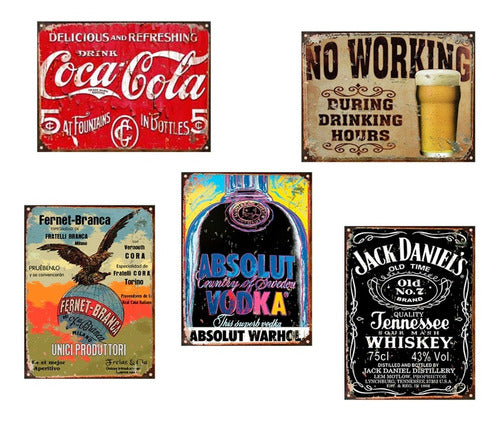 Club del Poster Vintage Metal Signs Pack of 5 Units 20x28cm 0