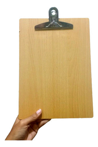 Pack of 10 A4 Wood Clipboard with Paper Clamp 0