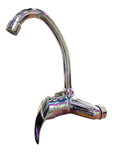Wall Mounted Single Lever Faucet for Laundry and Kitchen with Swan Neck Spout 0