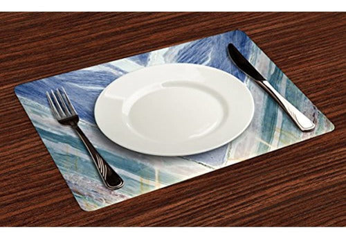 Lunarable Washable Marble Placemat Set of 4 Onyx Stone 1