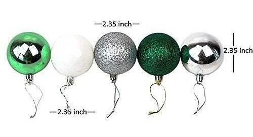 25 Bolas Arbol De Navidad Yeooyoor Verde/blanco/plateado 6cm 1