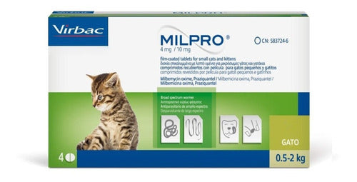 Desparasitante Interno Para Gato Virbac Milpro 4mg X 4 Comp 0