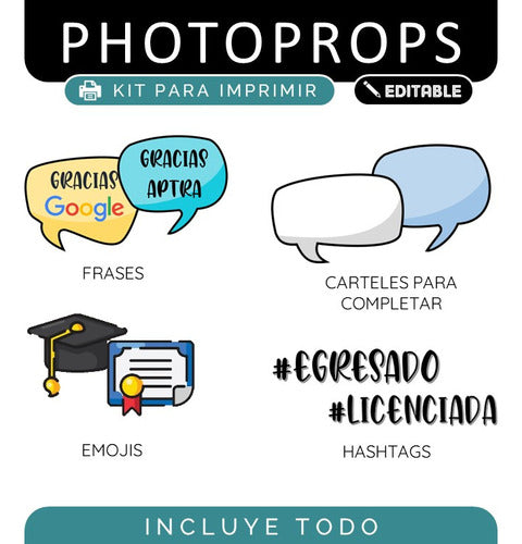 SOMOS.CONTROLP Kit Para Imprimir Graduacion Recibida Photoprops Cartelitos 2