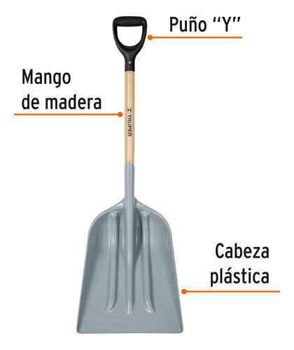 Truper Plastic Sanitary Shovel with Extra Wide Head and 27" Handle 1