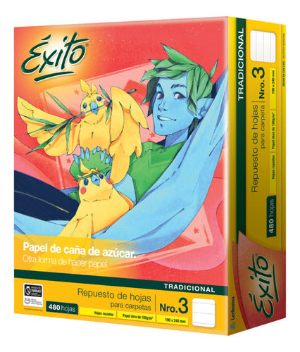 Éxito Replacement Eco-Friendly N°3 480 Sheets Quadruled/Lined 4