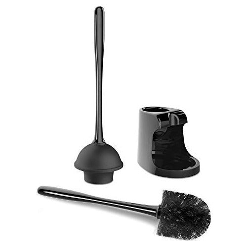 MR.SIGA Elegant Black Toilet Plunger and Brush Set 3