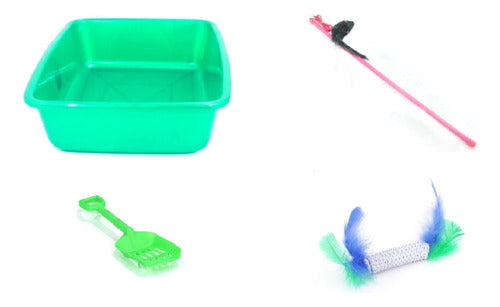 Generic Cat Litter Tray + Shovel + Feather & Toy Stick Kit 1