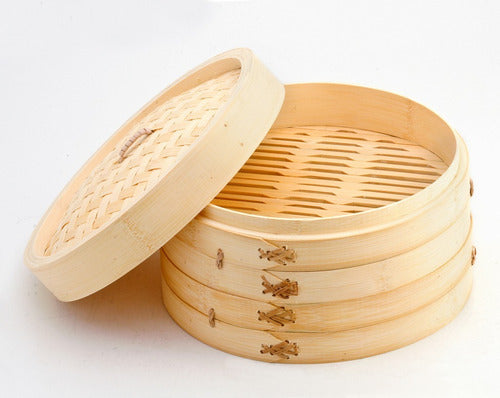 Naccato Bamboo Steamer 30 cm 2-Tier with Removable Lid 0