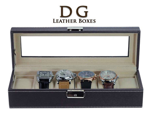 DG Leather Boxes Elegant Watch Case for 6 Watches 2