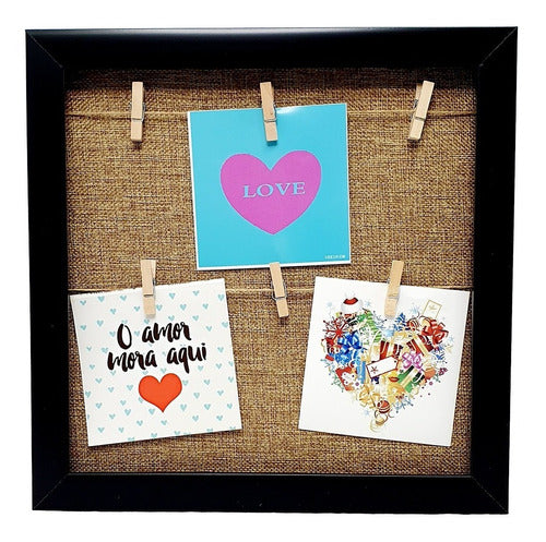 Decorative Wooden Picture Frame with Clips for Photos 30x30 72