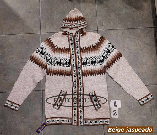 Handmade Alpaca Wool Hooded Sweater Jacket L (Large) 2