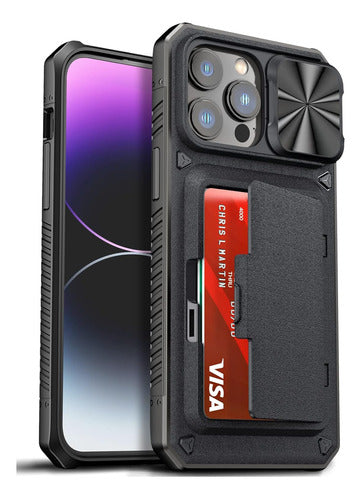 ATATOO Wallet Case for iPhone 14 Pro Max - Camera Cover and Card Slots 0