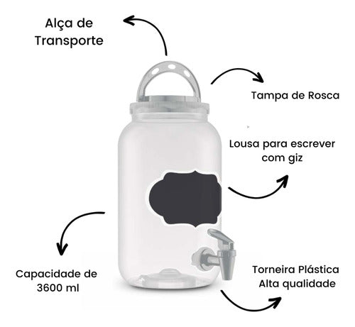 Kit 3 Dispenser 3,6l Produtos De Limpeza + Porta Sabão Em Pó 3