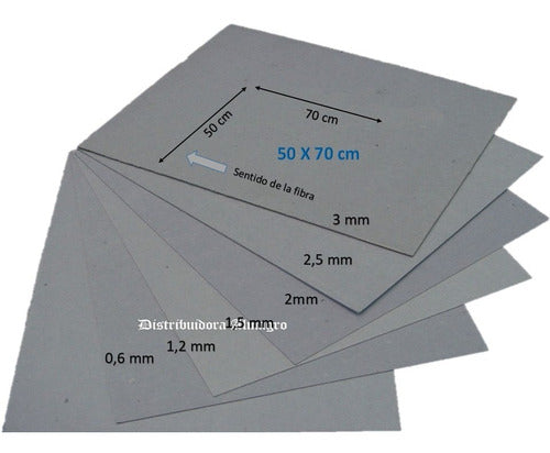 Carton Gris Prensado 3 Mm. 50 X 70 Cm. Pack X 4 Unidades. 1