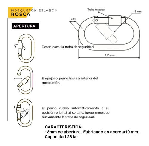 La Ardilla Camping Mosqueton Carabinero C/seguro A Rosca Galvanizado 23kn 2