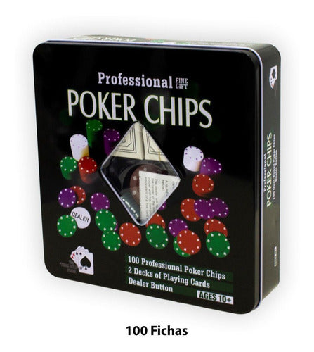 Set De Poker 100 Fichas + 2 Mazos En Caja Metal  - El Regaló 5