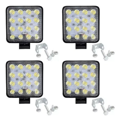 MAX TUNING Official 4-Pack Square LED Headlight Kit 16 LED 48 Watts 12/24V Motorcycle Auto 4x4 0