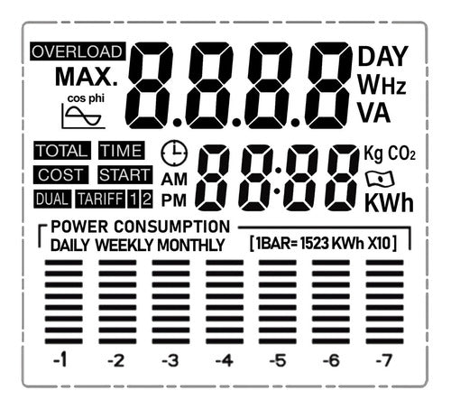 PEMAI Medidor Ampervolt Kwh Historial Consumo Doble Tarifa 16a 1