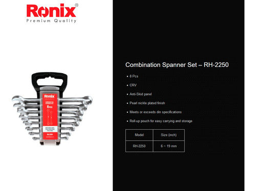 Juego Llaves Combinadas Ronix 8 Piezas Soporte Plastico 1