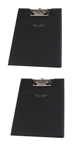 2x Folder A5 Notepad Pu Couro Prancheta Porta- 0