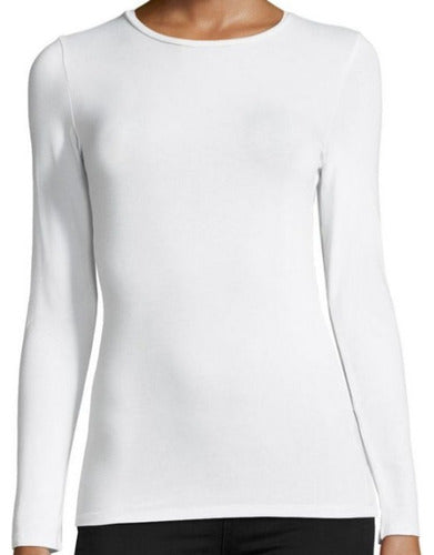 Alma Mía Long Sleeve Modal T-Shirt with Lycra in White 0