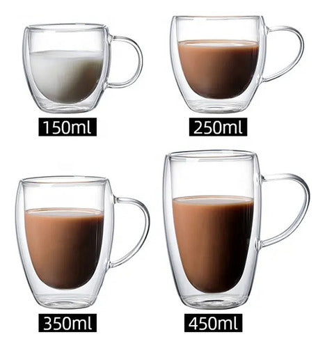 Generic 4 Double Wall Glass Cups, 350 Ml 2