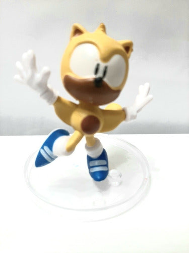 Sonic Mini Figura Colección Decoración Super Amarillo Base 2