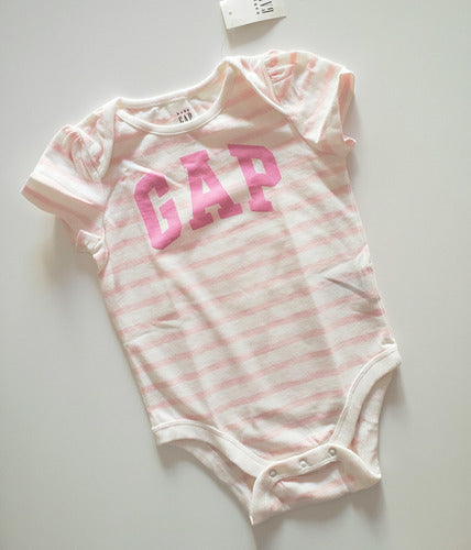 Baby Gap Short Sleeve Bodysuit 18 Months Pink and White Stripes 1