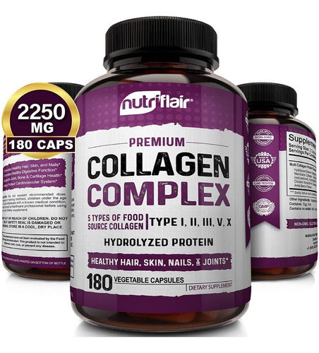 NutriFlair Premium Collagen Complex 2250mg 180 Capsules Type 1,2,3,4,5 0