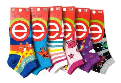 Pack of 6 Kids' Printed/White Ankle Socks by Elemento A. 104 8