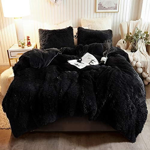 XeGe Plush Faux Fur Duvet Cover Set 0