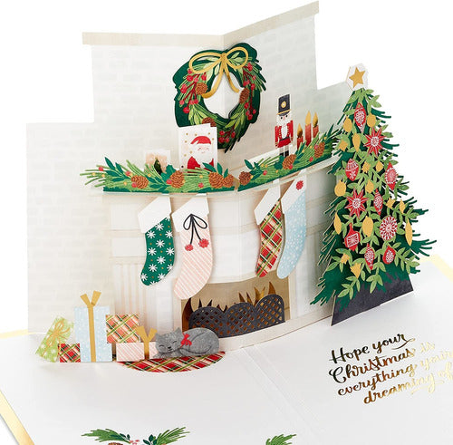 Hallmark 3D Christmas Card Fireplace - Festive Gift 0