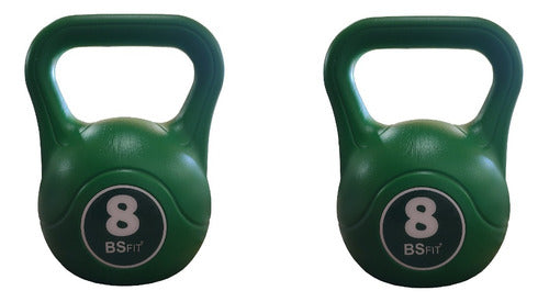 BS Fit 2 Piece Kettlebell Set Plastic 8kg Fitness Dumbbell 0