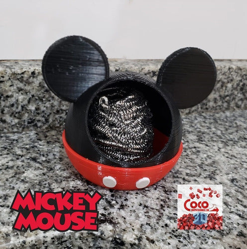 Esponjero Porta Esponja De Metal De Mickey Mouse Micky 3d 0