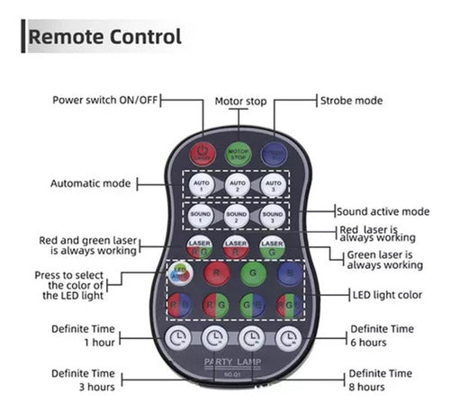 60 Padrão Rgb Led Disco Light Projeção + Controle Remoto Dj 1