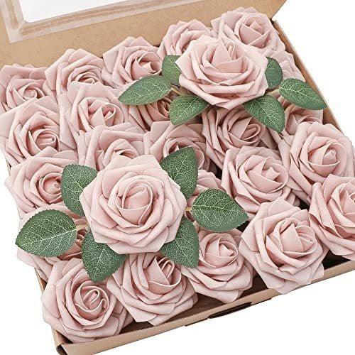 Floroom Artificial Roses With Realistic Stem 25pcs 7.6cm Shabby Pink 0