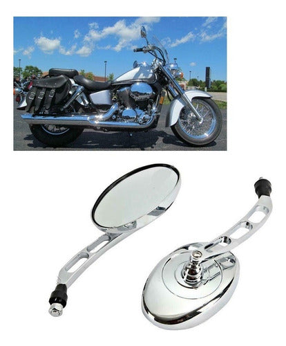 Para Espelhos Prateados Harley Davidson Road Sportster, 0