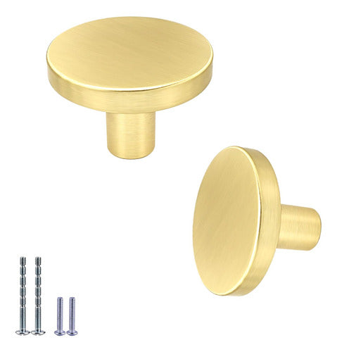 Iafvkai Round Furniture Handles 32mm Brushed Gold 2 Pack 0