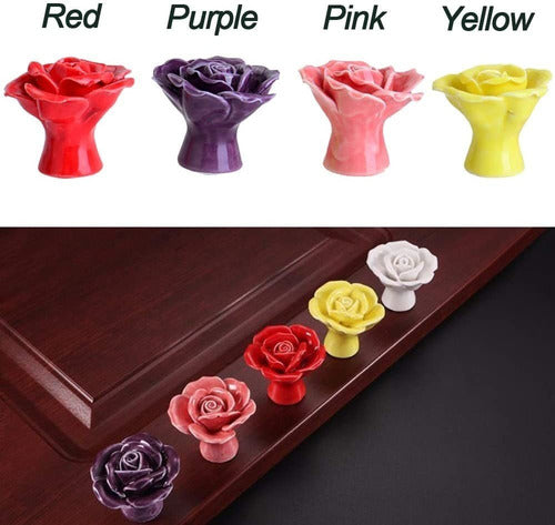 CSKB Rose Ceramic Door Knob Handle Pull Knobs For Room Drawer, Cabinet, Chest, Bin, Dresser, Cupboard, Etc With Screws (8PCS, Pink) 1