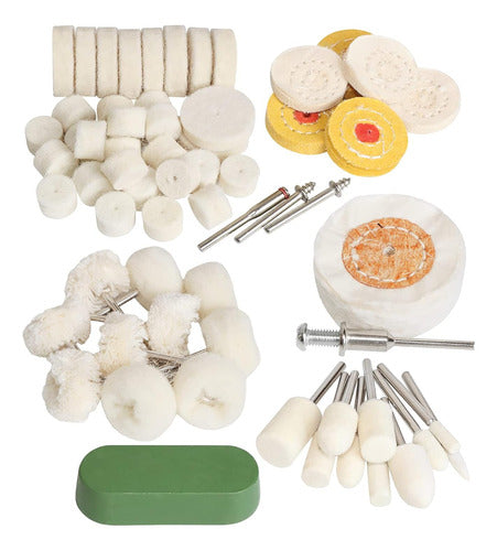 Hiqalty 62pc Wool Felt Cotton Abrasive Buffing Wheel Kit 0