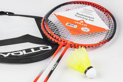 Kit Jogo De Badminton C/ 2 Raquetes 3 Petecas + Bolsa Vollo 2