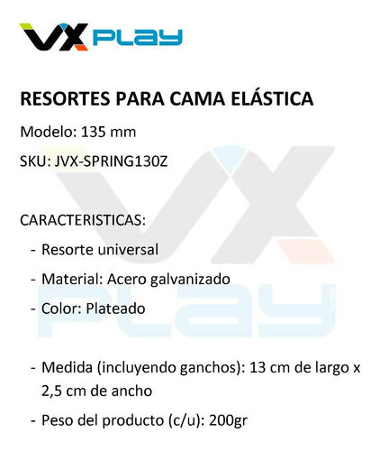 Resortes Vxplay Para Camas Elasticas 13,5cm X 10 Unidades 1