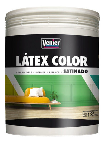 Venier Satin Latex Paint - White Interior/Exterior Washable Anti-fungal 1L 0
