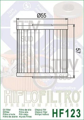 HIFLORO Filtro Aceite HF123 Kawasaki KLR 250 600 KLX 650 2