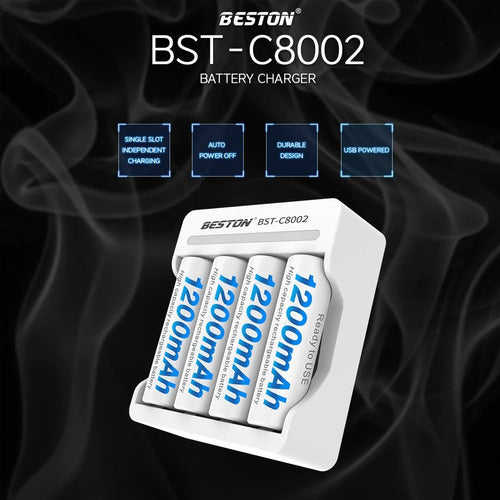 Beston Pila A A Recargable 1200 Mah X 4 + Cargador Multiple Set 1